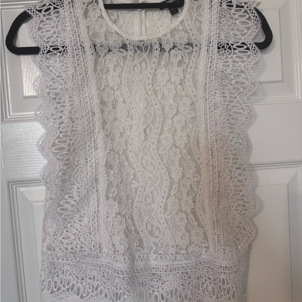 Express White Lace Sleeveless Blouse